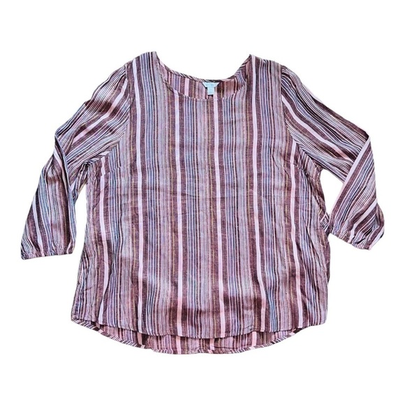 WORLD Travelers Tortoise Shell Long Sleeve Peasant Top XL NWT - Picture 1 of 4